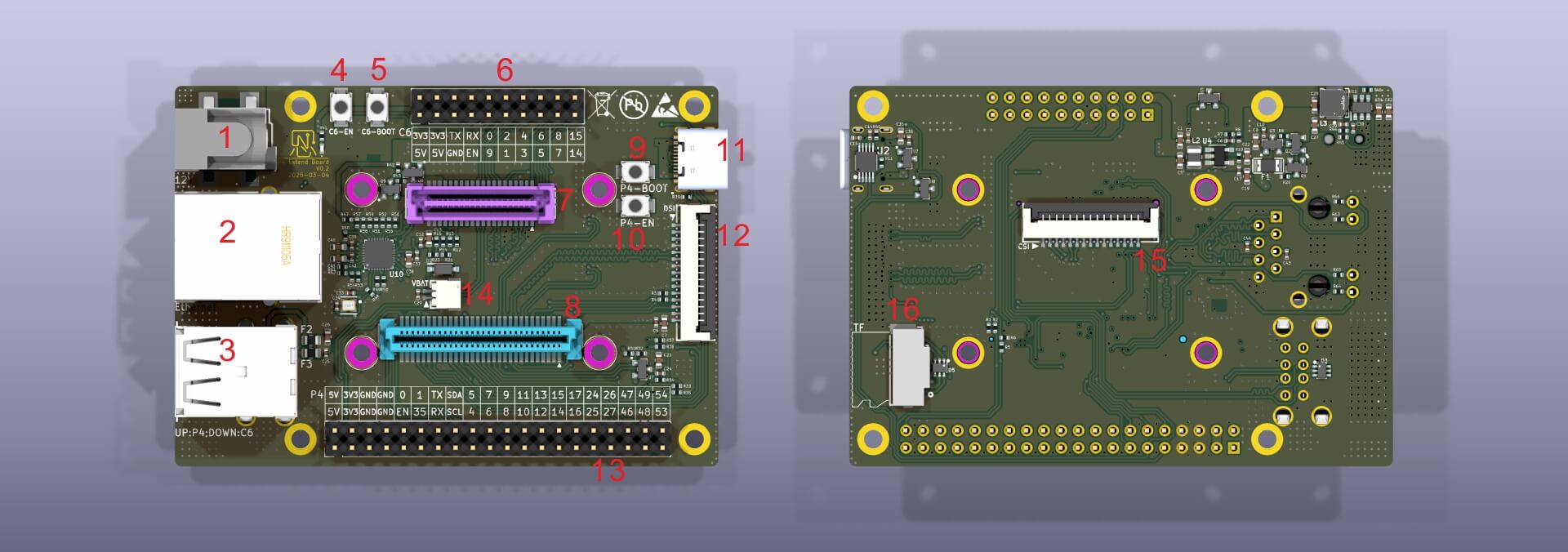 YeaCreate-ESP32-P4 Carrier Board Function List