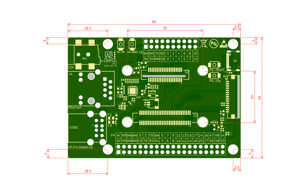 YeaCreate-ESP32-P4 Carrier Board Size YeaCreate-ESP32-P4 Carrier Board Size